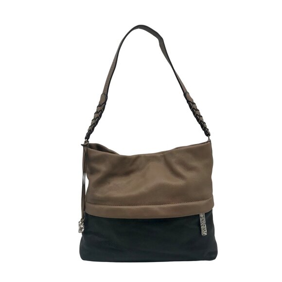 Brighton Brown & Black Leather Colorblock Shoulder Bag - Picture 1 of 11